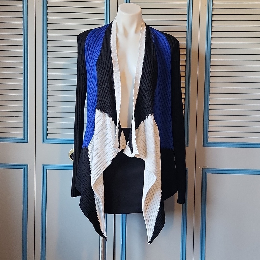 Ana Couture Open Front Colorblock Cardigan - Picture 2 of 14
